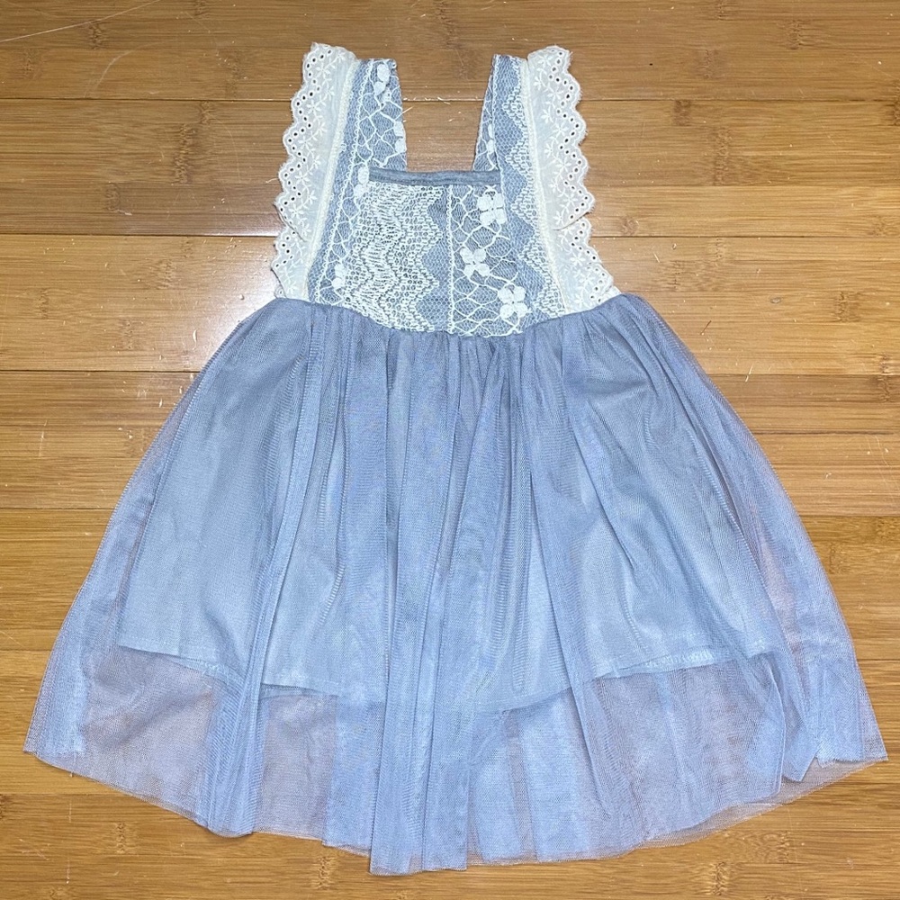 NWT DuoDuo lace tulle dress grey 110 (3T)